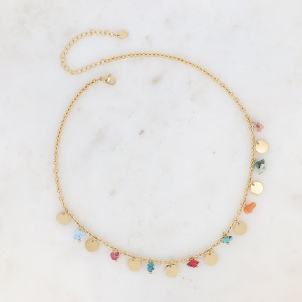 Collier Albia - pampilles rondes et pierres naturelles