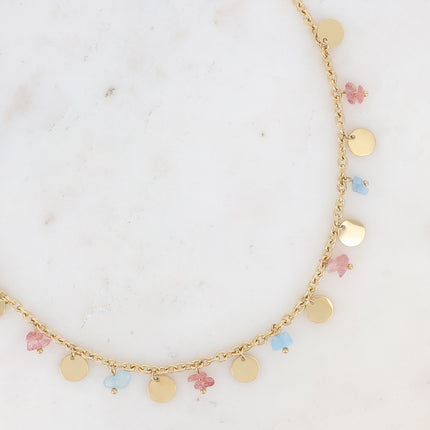 Collier Albia - pampilles rondes et pierres naturelles