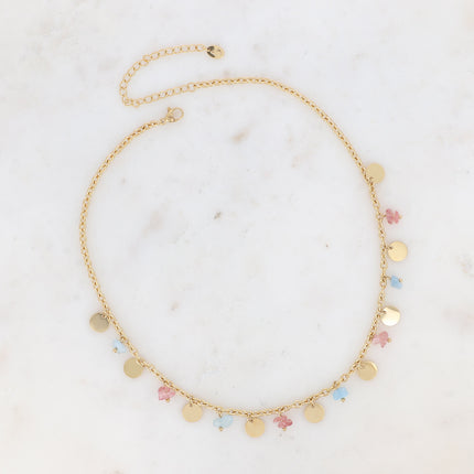 Collier Albia - pampilles rondes et pierres naturelles