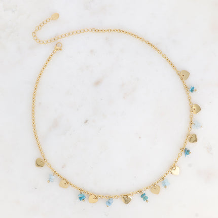 Collier - pampilles coeurs et pierres naturelles