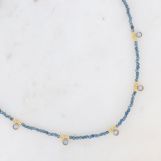 Collier Victoire - chocker, pâtes de verre et oxydes de zirconium