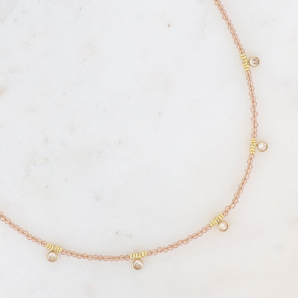 Collier Victoire - chocker, pâtes de verre et oxydes de zirconium