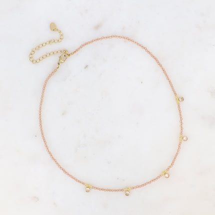 Collier Victoire - chocker, pâtes de verre et oxydes de zirconium
