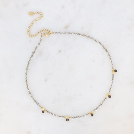 Collier Victoire - chocker, pâtes de verre et oxydes de zirconium