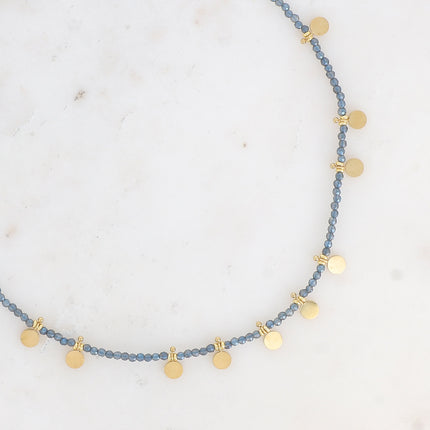 Collier chocker - pâtes de verre et pampilles rondes