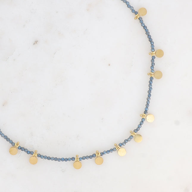 Collier chocker - pâtes de verre et pampilles rondes