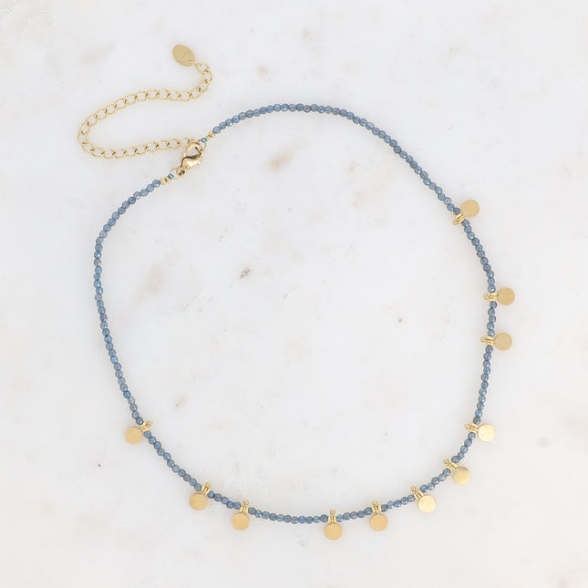Collier chocker - pâtes de verre et pampilles rondes