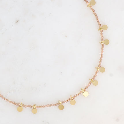 Collier chocker - pâtes de verre et pampilles rondes