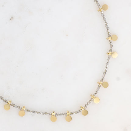 Collier chocker - pâtes de verre et pampilles rondes