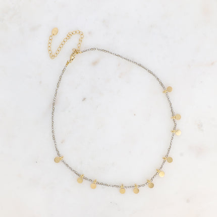 Collier chocker - pâtes de verre et pampilles rondes