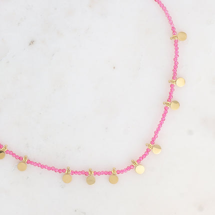 Collier chocker - pâtes de verre et pampilles rondes