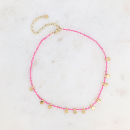Collier chocker - pâtes de verre et pampilles rondes