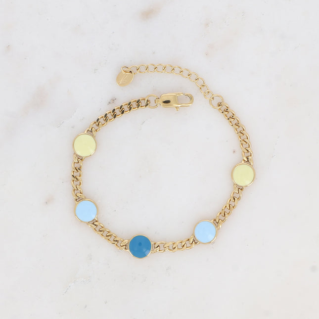 Bracelet - curb chain and enamel circles