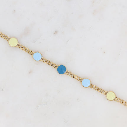 Bracelet - maille gourmette et ronds en émail