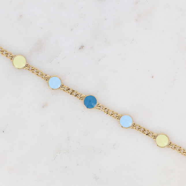 Bracelet - curb chain and enamel circles