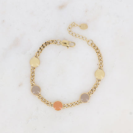 Bracelet - maille gourmette et ronds en émail