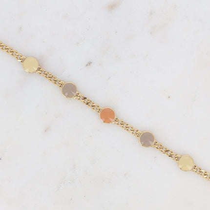 Bracelet - maille gourmette et ronds en émail