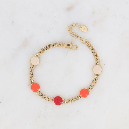 Bracelet - maille gourmette et ronds en émail