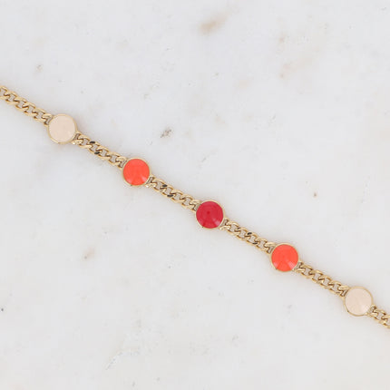 Bracelet - maille gourmette et ronds en émail