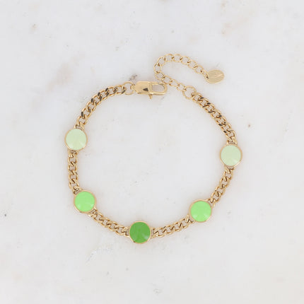 Bracelet - maille gourmette et ronds en émail