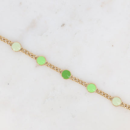 Bracelet - maille gourmette et ronds en émail