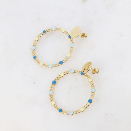 Boucles puces - cercle en maille et ronds en émail
