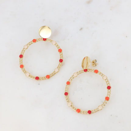 Boucles puces - cercle en maille et ronds en émail