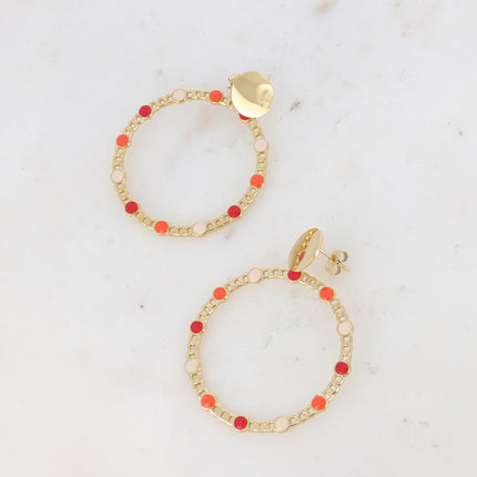 Boucles puces - cercle en maille et ronds en émail