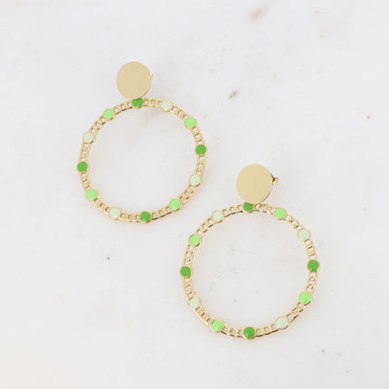 Boucles puces - cercle en maille et ronds en émail