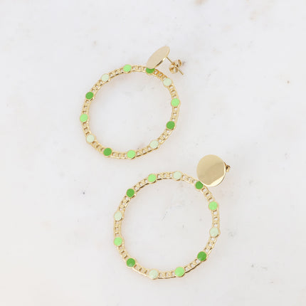Boucles puces - cercle en maille et ronds en émail