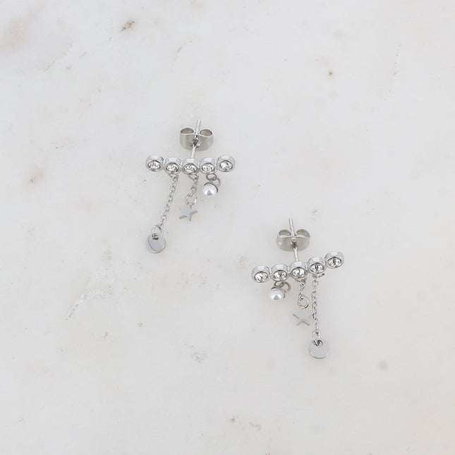 Boucles puces Josie - perle d'acétate, étoile, chaîne et oxydes de zirconium