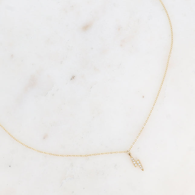 Necklace - lightning bolt and cubic zirconia