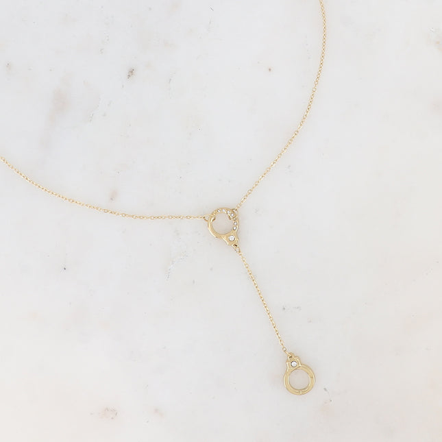 Y-shaped necklace - handcuff and cubic zirconia