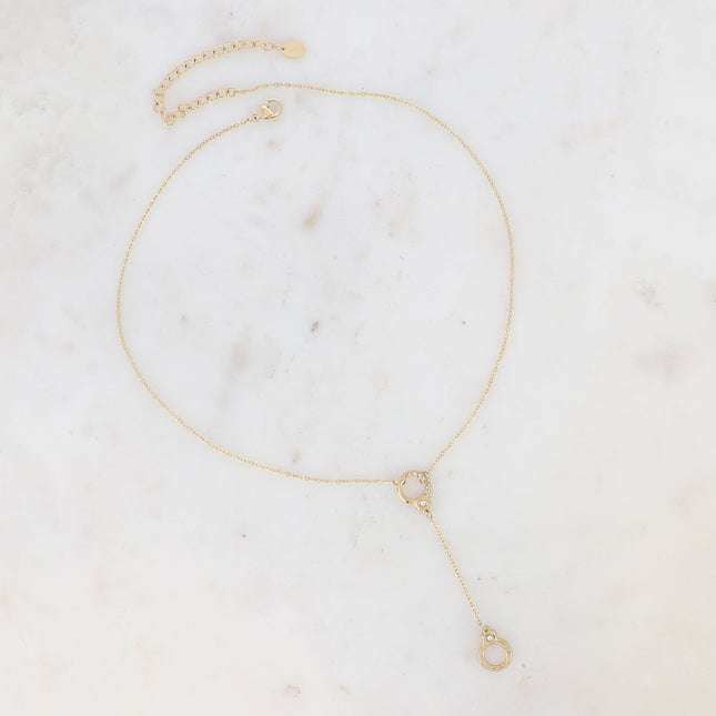 Y-shaped necklace - handcuff and cubic zirconia