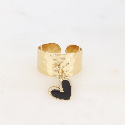Bague - pampille coeur en émail
