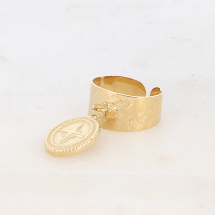 Bague Jenyfer - pampille ovale et étoile