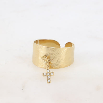 Bague - pampille croix et oxydes de zirconium