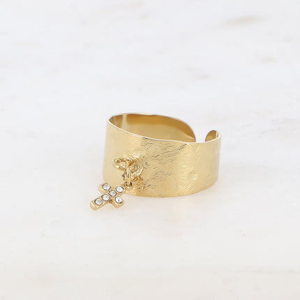 Bague - pampille croix et oxydes de zirconium