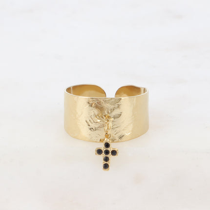 Bague - pampille croix et oxydes de zirconium