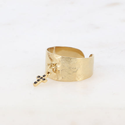Bague - pampille croix et oxydes de zirconium
