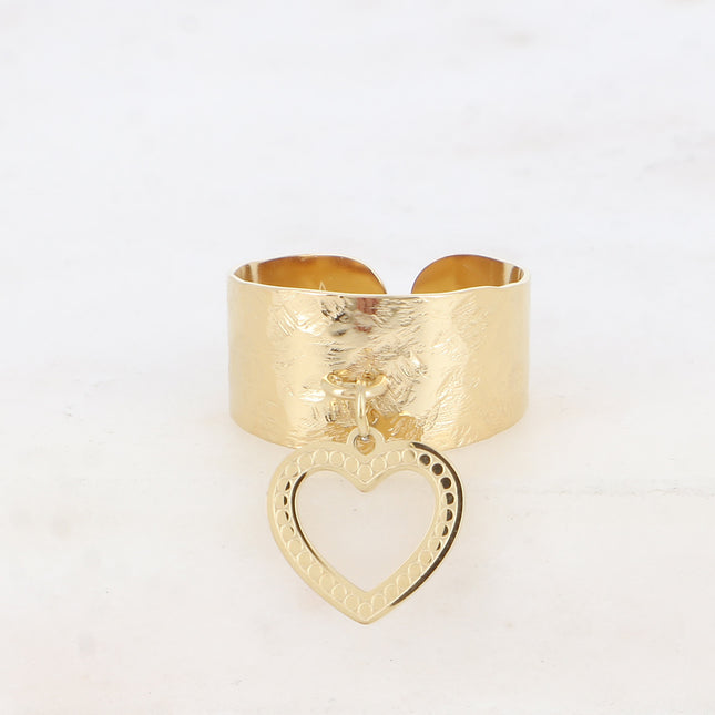 Ring - openwork heart charm