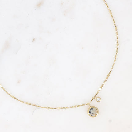 Collier Edna - pampille ronde, pierre naturelle