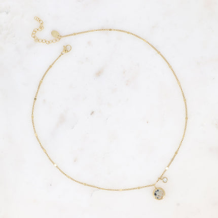 Collier Edna - pampille ronde, pierre naturelle