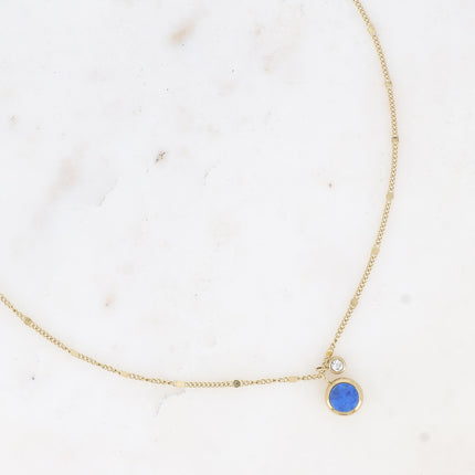 Collier Edna - pampille ronde, pierre naturelle