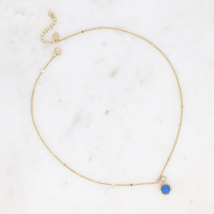 Collier Edna - pampille ronde, pierre naturelle