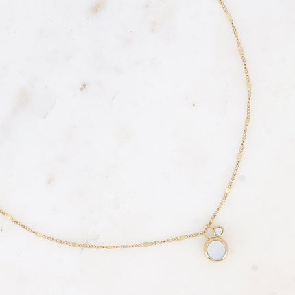 Collier Edna - pampille ronde, pierre naturelle