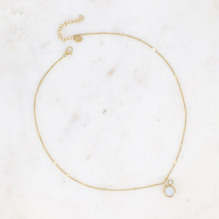 Collier Edna - pampille ronde, pierre naturelle