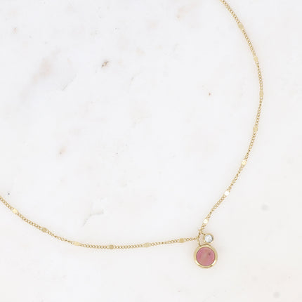 Collier Edna - pampille ronde, pierre naturelle
