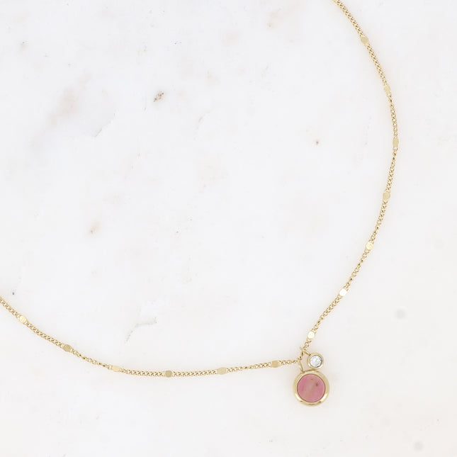 Collier Edna - pampille ronde, pierre naturelle