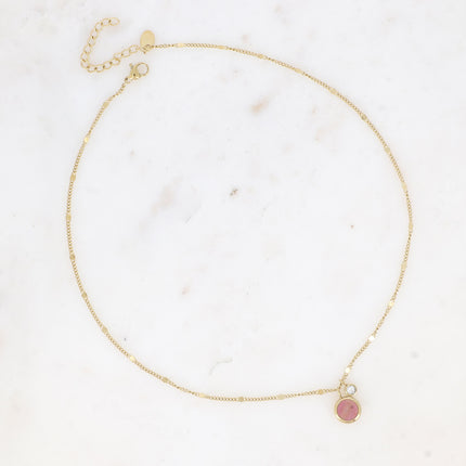 Collier Edna - pampille ronde, pierre naturelle